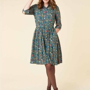 Joanie Adventure Camping Print Midi Dress